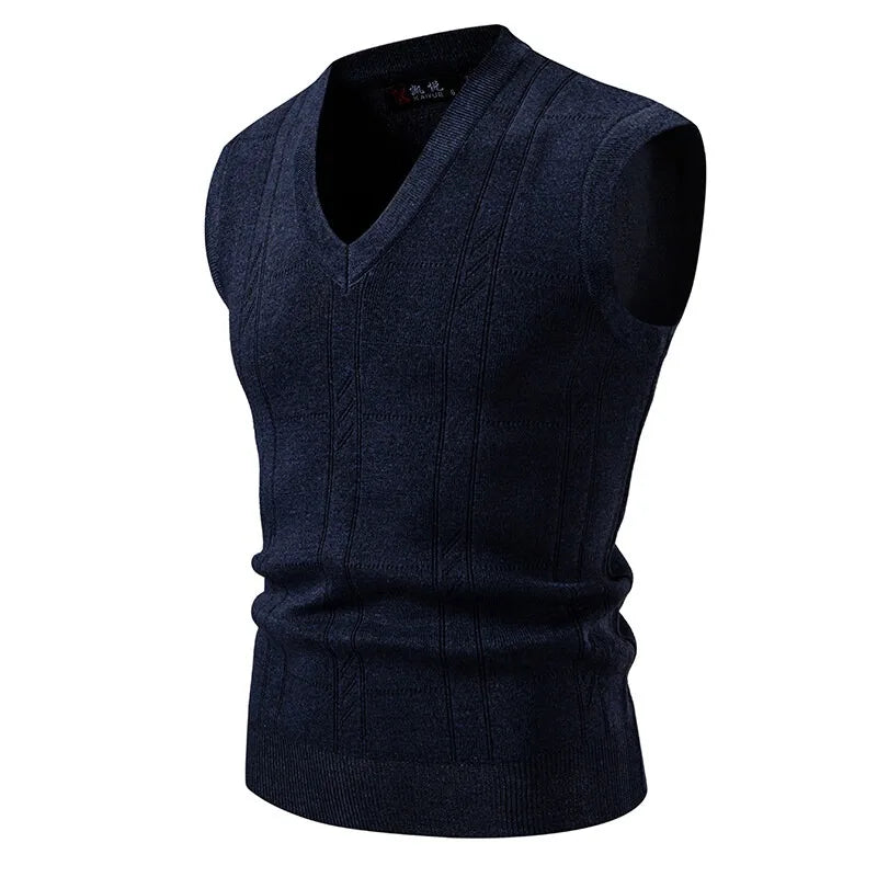 New Men's V-Neck Sleeveless Vest Classic Pullover Knitted Waistcoat Sweater Cardigans Tank Tops Outdoor Streetwear