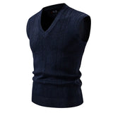 New Men's V-Neck Sleeveless Vest Classic Pullover Knitted Waistcoat Sweater Cardigans Tank Tops Outdoor Streetwear