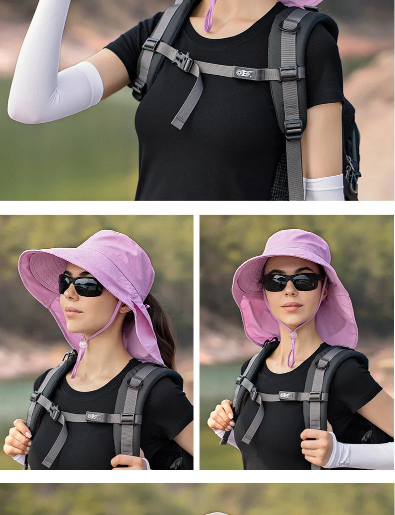 Designer Lightweight Ponytail Hole Visor Hats Summer Bucket Hats for Women Big Brim Outdoor Eye Protection Sunscreen Cap Sun Hat