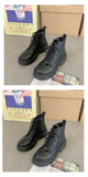 Plus Size 42 43 Women Motorcycle Ankle Boots Wedges Female Lace Up Platforms Black Leather Oxford Shoes Woman 2022 Botas Mujer