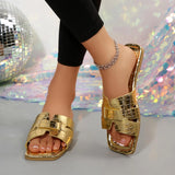Women's Sandals Embossed Texture Flat Slides Non-Slip Elegant Open Toe SlippersIndoor Outdoor Shoes