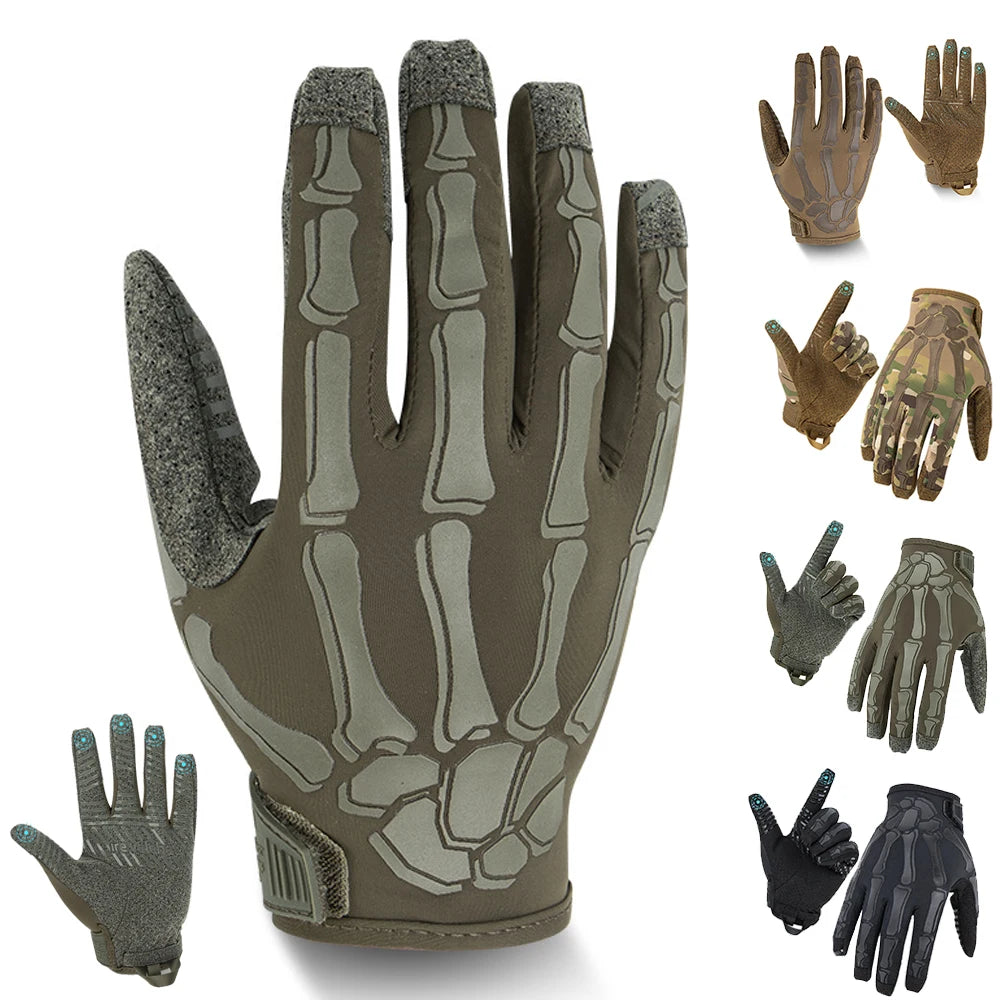 Men and Women Touchscreen Motorcycle Gloves Ice Silk Breathable Non-Slip Skeleton Full-Finger Tactical Gloves
