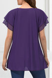 Women Plus Size Blouse Chiffon Short Sleeve Round Neck Elegant Irregular Hem Office Lady Summer Chiffon Blouse Tops