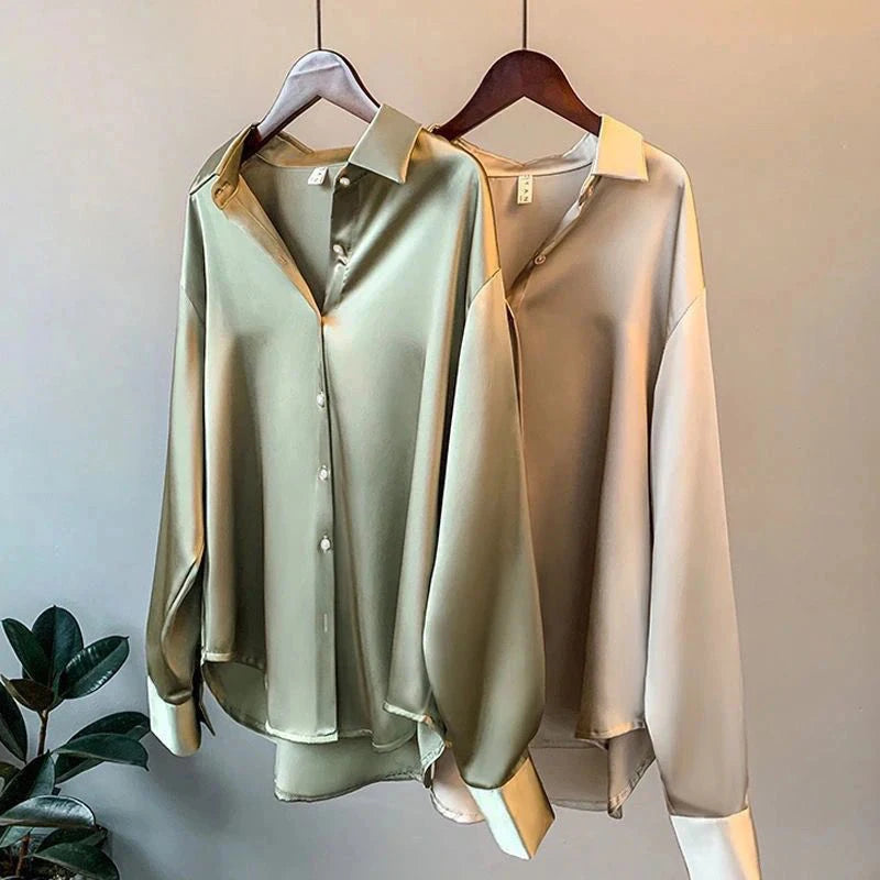 2025Spring Shirt And Blouses New Sweater Cardigans Woman Top Knitted Korean Long Sleeve Lapel Button Elegance Sweet Casual Coats
