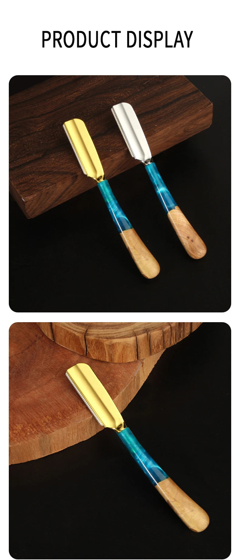 1Pc New Pro Wood Handle Baber Straight Razor Manual Zinc Alloy Beard Shaving Knife Holder For Men Salon Hair Removal Tools