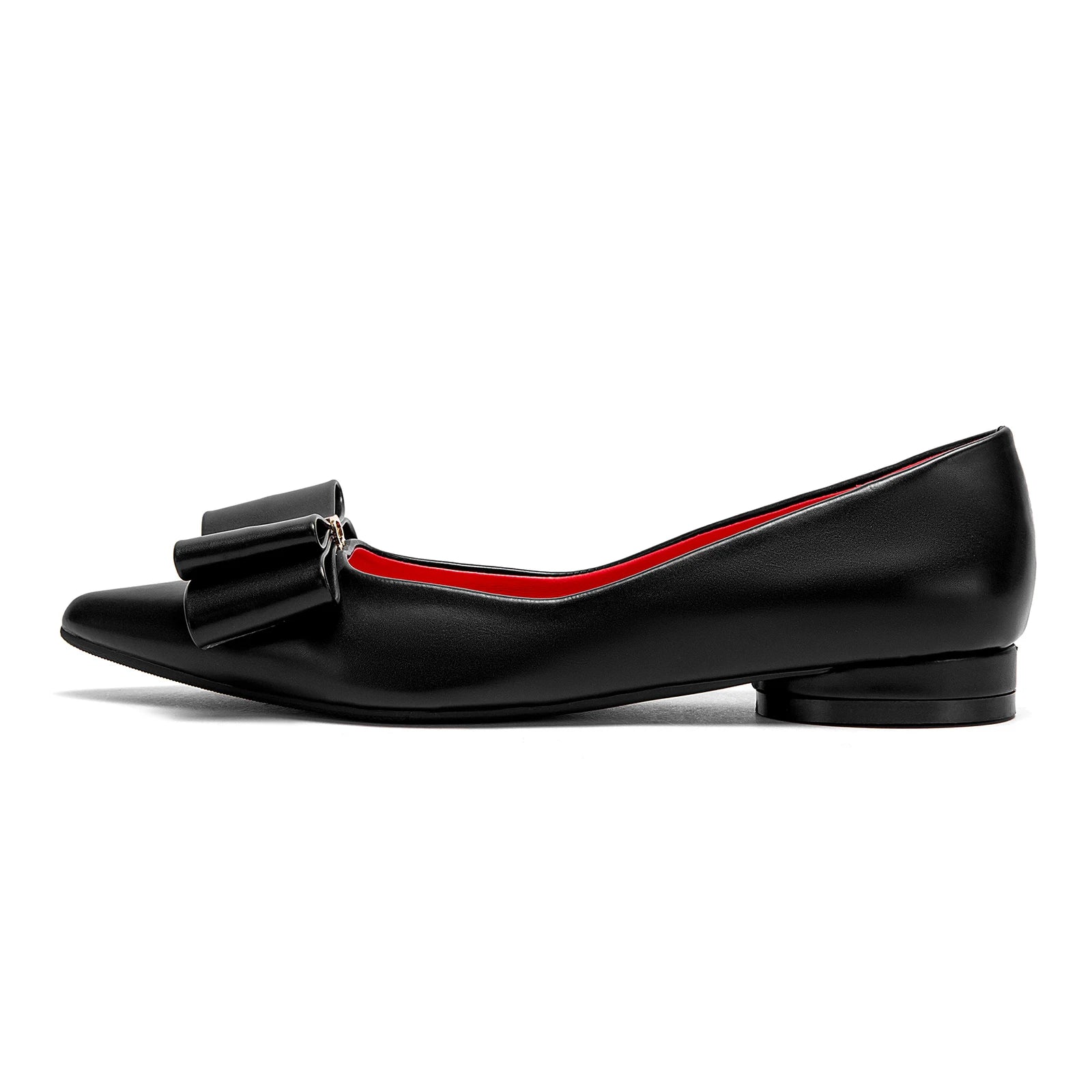CHCH Women's Flat Shoes New Black Pointed Bow Business Shoes Comfortable Commuting Women's Shoes