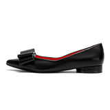 CHCH Women's Flat Shoes New Black Pointed Bow Business Shoes Comfortable Commuting Women's Shoes