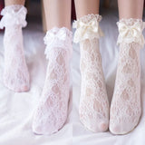 New Design Lace Socks Japanese Style Lolita Kawaii Sock Women's Summer Mesh Breathable Fishnet Socks Sweet Ballet Cute Bow Socks