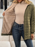 Autumn and Winter New Mid Autumn Long Hooded Cotton Jacket with Fleece for Warmth, Women's Coat