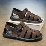Summer New Men's Sandals High Quality Leather Roman Shoes Men Casual Beach Shoes Luxury Hollow Out Sandalias Male Big Size 38-48