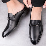 Genuine Leather Mules For Men Half Shoes Man Luxury Brand Designer Men's Luxury Casual Shoes Slip On Footwear Slippers Male