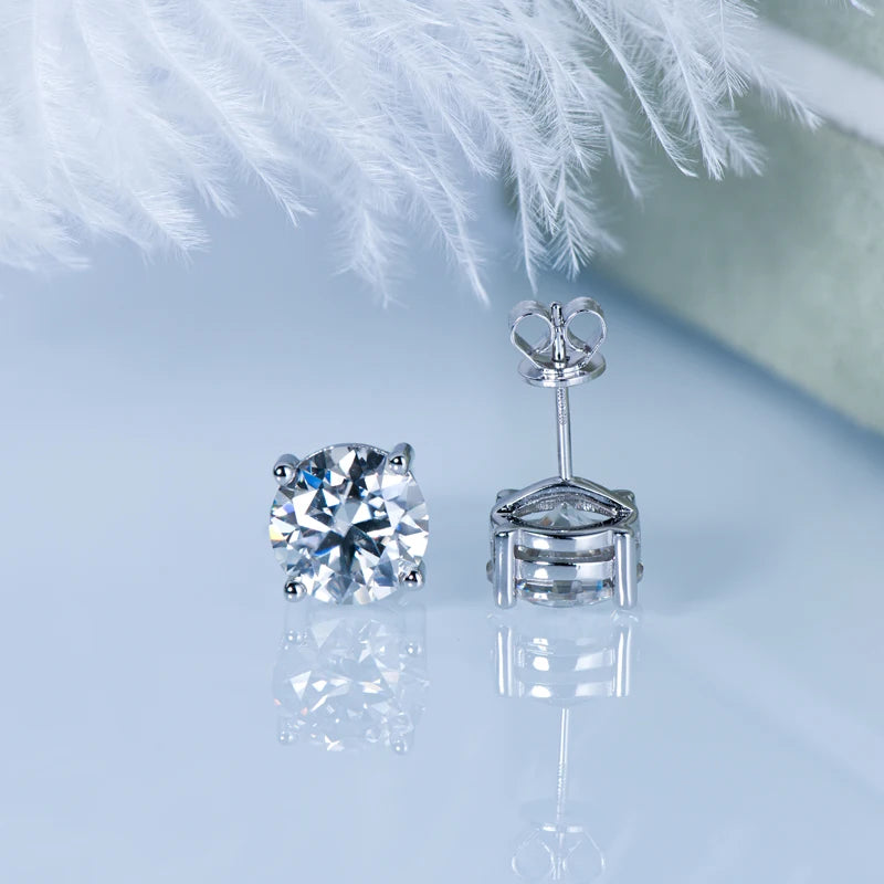 IOGOU 3mm/4mm/5mm/6.5mm/8mm/9mm/10mm/11mm D VVS1 Moissanite Stud Earrings 925 Silver Four Claw Earrings For Women Fine Jewelry