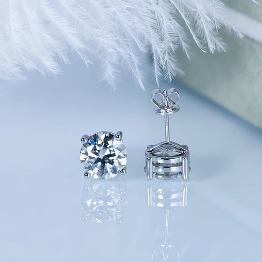 IOGOU 3mm/4mm/5mm/6.5mm/8mm/9mm/10mm/11mm D VVS1 Moissanite Stud Earrings 925 Silver Four Claw Earrings For Women Fine Jewelry