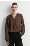 Amii 2026 Autumn Women Blouse Reversible V Neck Wrap Cowl Neck Long Sleeve Chiffon Blouses Woman Loose Casual Shirts 12643013