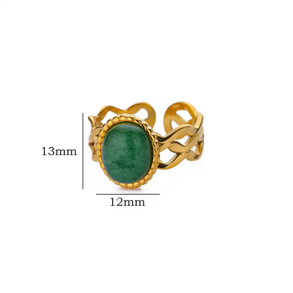 Luxury Jewelry Set Opal Stone Rings for Women Gold Color Stainless Steel Ring Minimalist Aesthetic Jewelry 2026 Freeshipping