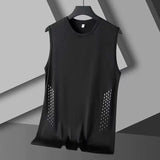 Summer Mesh Men Vest Sleeveless Printed Round Neck Ice Silk Basketball Loose Running Fitness Men Tank Tops T Shirt