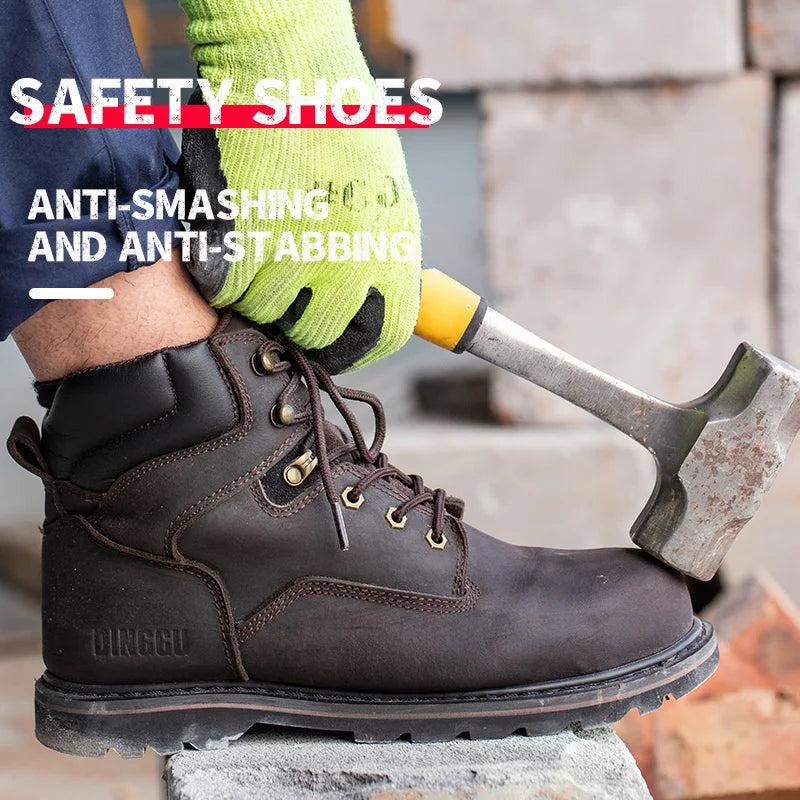 Steel Toe Safety Boots Men Anti-puncture Work Shoes Industrial Construction Protective Footwear ：High Top Steel Toe Safety Boots Men Ankle Support Anti-puncture Heavy Duty Work Shoes