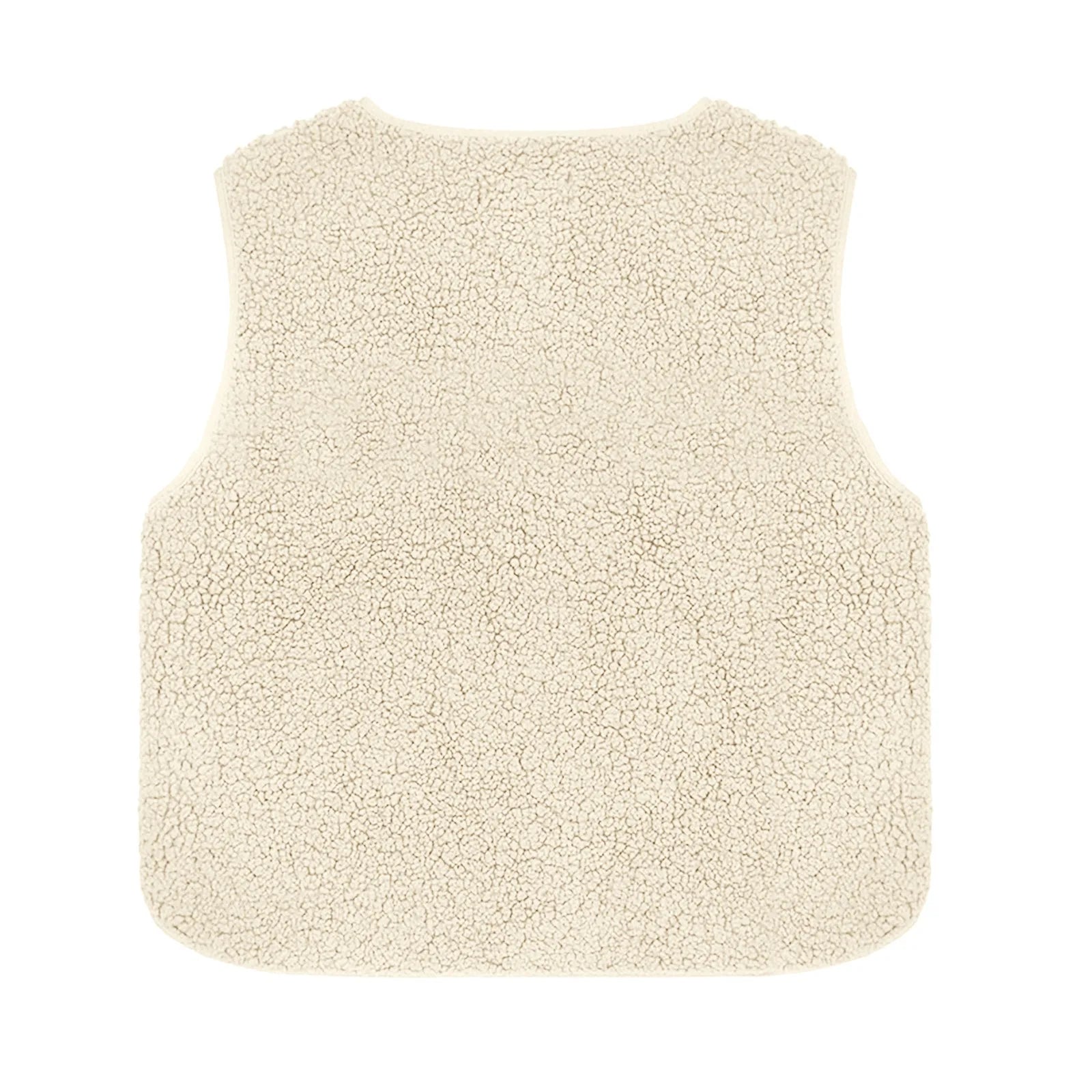 Women'S Teddy Fleece Vest Autumn Thin Vest Sleeveless Coat Plain Plush Vest Short Jacket Loose Fleece Vest Women Outwear