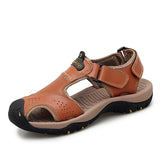 Summer Sandals Leather Outdoor Men's Beach Shoes Luxury Breathable Casual Sandal Man Wading Shoes Non-slip Wide lining Slippers