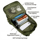 45L Tactical Travel Backpack Molle Large Capacity Multi Pocket Storage Bag Durable Wear Resistant Camping Hiking Trekking Bushcraft Daypack Heavy Duty Rucksack For Men Women Business Trips Mountain Climbing Daily Commute Lugg