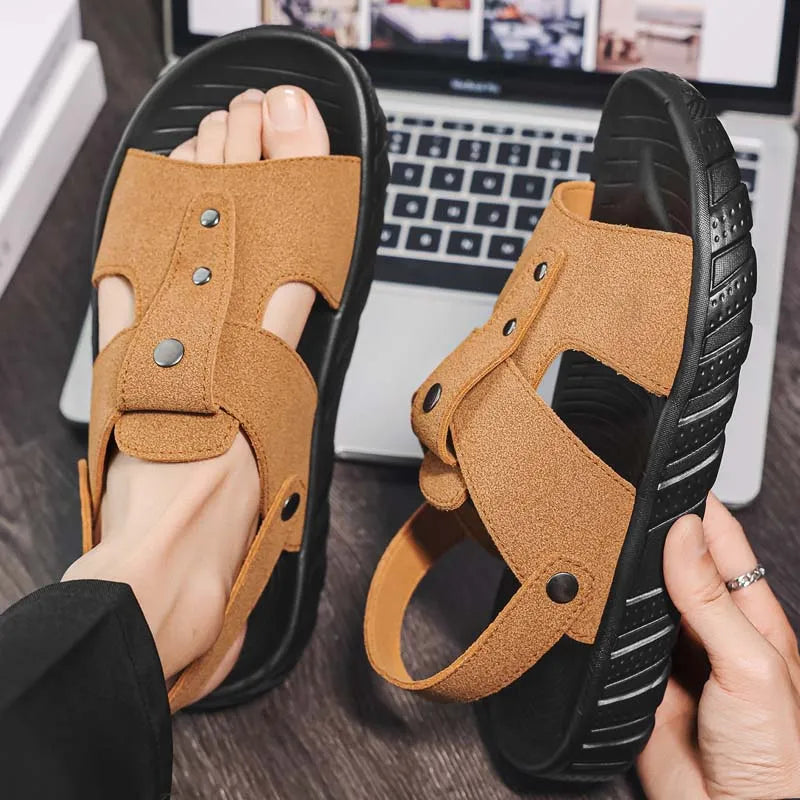 Brand Classic Mens Sandals Summer Genuine Leather Sandals Men Outdoor Casual Lightweight Sandal Fashion Men Sneakers