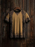 New Retro-style Outdoor Street Men's Loose Short-sleeved Casual Shirt With Tribal Ethnic Symbol Print Men's Fashionable T-shirt