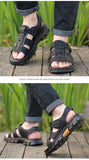 Men's New Beach Shoes Cowhide Slippers Outdoor  Non-slip Thick-soled Leather Sandals for Me