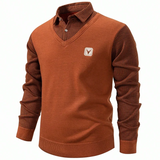 US Size Men's Polo Neck Pullover Autumn Winter Sweaters Striped Causal Shirts Pullover Sweaters New Jersey Knitwear