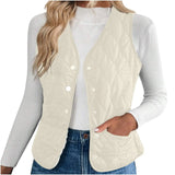 Women's Warm Vest Lightweight Slim Short Single-Breasted Cold-Proof Vests Winter Outdoor Sports Hiking Vests with Pockets