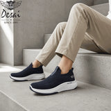 Desai Men's Wide Width Knit Slip-on Sneakers Max Cushion Walking Shoes Lightweight Breathable