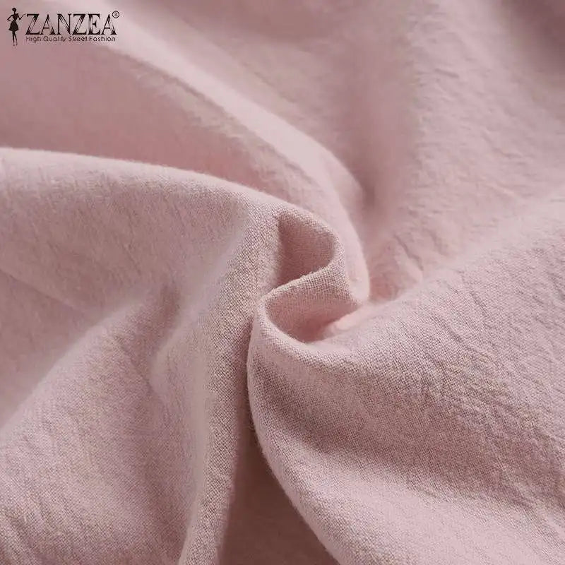 ZANZEA Elegant Solid Blouse Women Long Sleeve O Neck OL Work Shirt Spring Autumn Fashion Tunic Tops Blusas Female Loose Chemise
