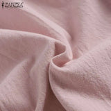 ZANZEA Elegant Solid Blouse Women Long Sleeve O Neck OL Work Shirt Spring Autumn Fashion Tunic Tops Blusas Female Loose Chemise