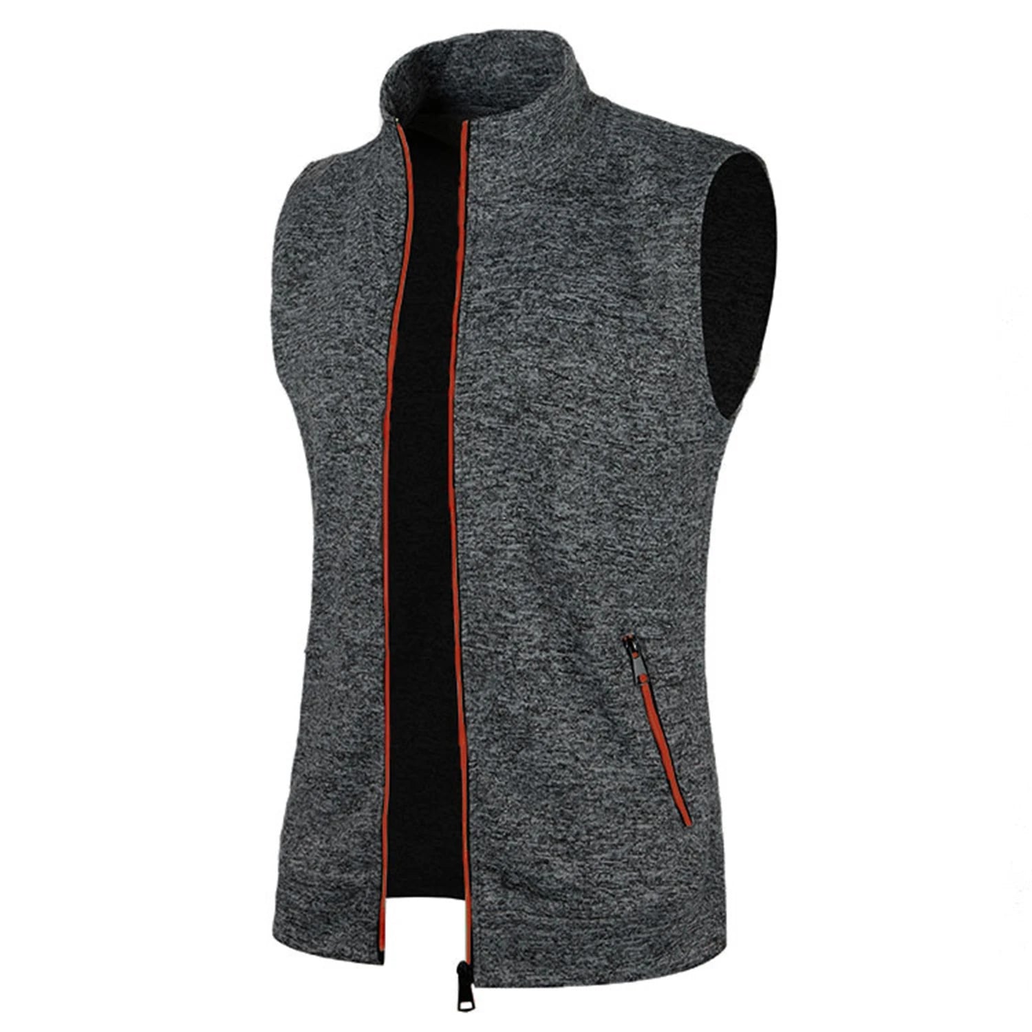 Autumn winter men's knit velvety fashion zipper top vest