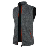 Autumn winter men's knit velvety fashion zipper top vest