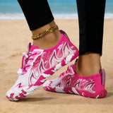 Women Quick Dry Barefoot Water Shoes, Gradient Print Breathable Aqua Sneakers, Non Slip Lightweight Swim Surfing Footwear for Beach Snorkeling River Walking Yoga
