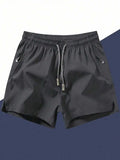 Men's Anti-Lost Drawstring Sports Shorts With Zipper Pockets