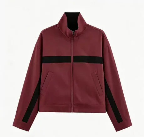 Women's Jackets Beige Black Zip Collar Crop Jacket Lapel Loose Streetwear Spring Autumn Chic Sports Outfits Short Coats 2026 New
