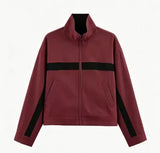 Women's Jackets Beige Black Zip Collar Crop Jacket Lapel Loose Streetwear Spring Autumn Chic Sports Outfits Short Coats 2026 New