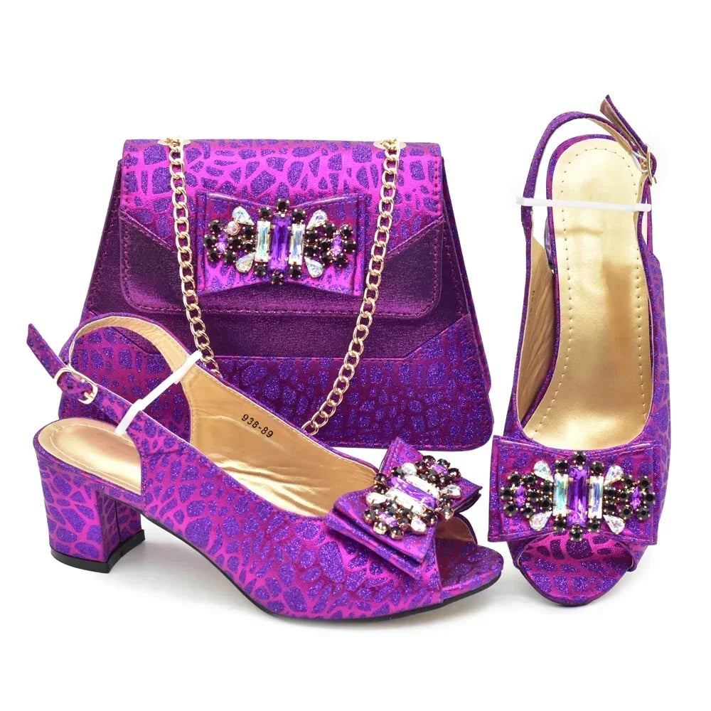 New Arrival African Shoes and Bags Sets Decorated with Rhinestone Women Shoe Size 43 Shoes for Women 2025 Designer Luxury