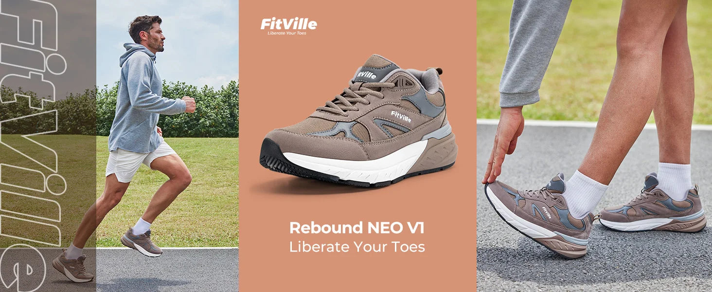 FitVille Newest Walking Shoes for Men Wide Width Sneakers with Arch Support for Flat Feet Heel Pain Relief Plantar Fasciitis