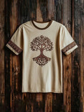 New Retro-style Outdoor Street Men's Loose Short-sleeved Casual Shirt With Tribal Ethnic Symbol Print Men's Fashionable T-shirt
