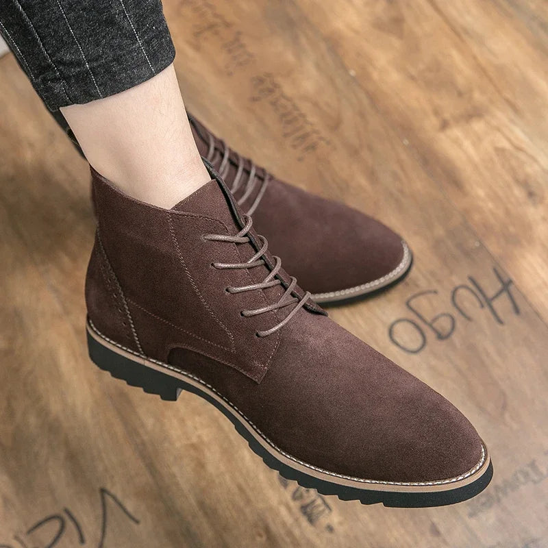 Pointed Toe Chelsea Boots Leather Men Winter Boots Winter Shoes for Men 2025 Male Boots Mens Ankle Shoes Zapatillas Male Hombre