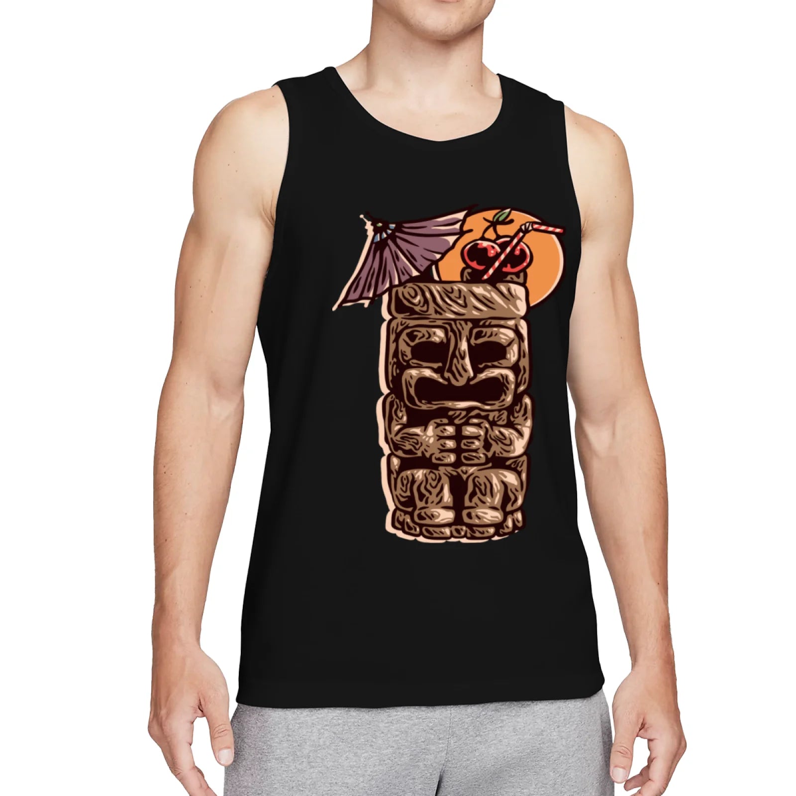 Men's Cool Dragon Head Tank Top, Y2K Grunge Aesthetic Black Sleeveless Shirt, Edgy Flame Monster Graphic Gym Vest, Summer Casual Muscle Tee