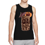 Men's Cool Dragon Head Tank Top, Y2K Grunge Aesthetic Black Sleeveless Shirt, Edgy Flame Monster Graphic Gym Vest, Summer Casual Muscle Tee