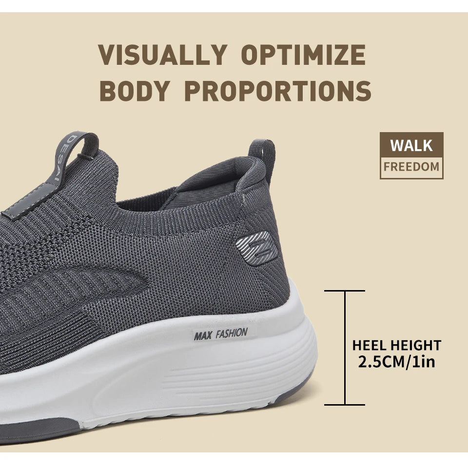 Desai Men's Wide Width Knit Slip-on Sneakers Max Cushion Walking Shoes Lightweight Breathable