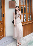 Summer Female Hollow Out O Neck Vest New Women Single Breasted Leisure Vests Fashion Thin Sleeveless Jacket Solid Color Tank Top