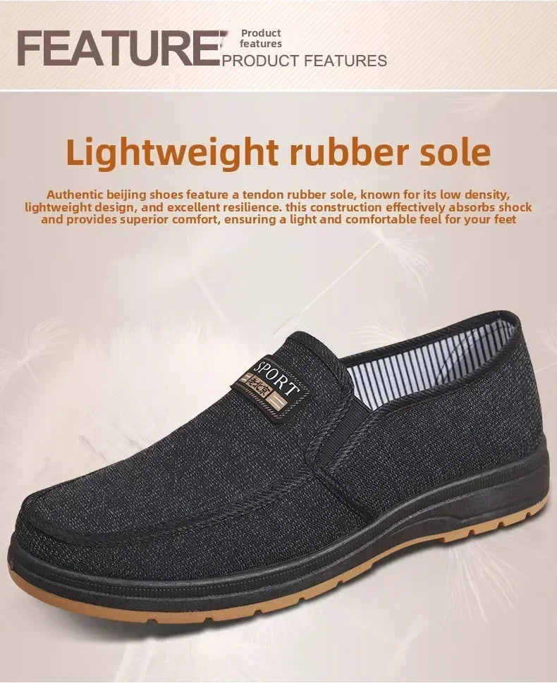 Men Canvas Slip On Shoes Breathable Non Slip Casual Walking Elderly Father Cloth Footwear