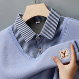 Mens Polo Sweater Shirt Collar Knit Pullover Autumn Winter Fleece T-shirt Casual Sweaters Navy Blue Khaki Korean Clothing