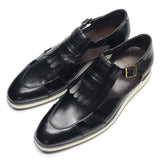 Classy Trending Mens Tassel Sandals Genuine Leather Buckle Strap Hollow Out Summer Casual Shoes for Men Comfortable Breathable