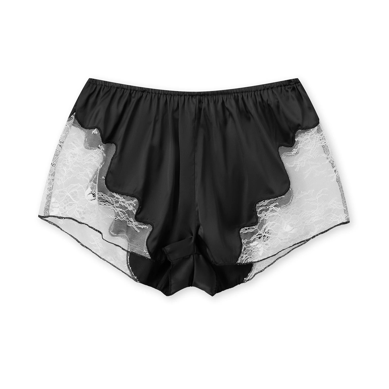 Summer Women Satin Lounge Shorts Lace Trim Elastic Shorts for Daily Casual Loose Short Pants